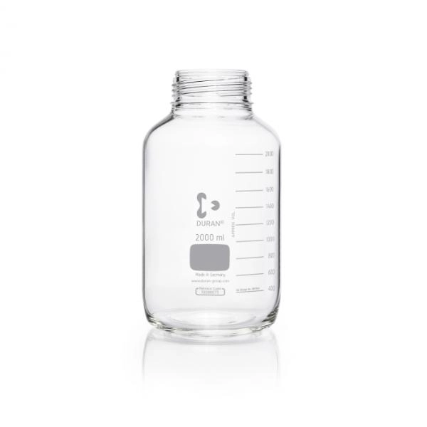 DWK Life Sciences 2000 mL Duran GLS 80 Laboratory Bottle, wide mouth, clear  Cs/10 1178425