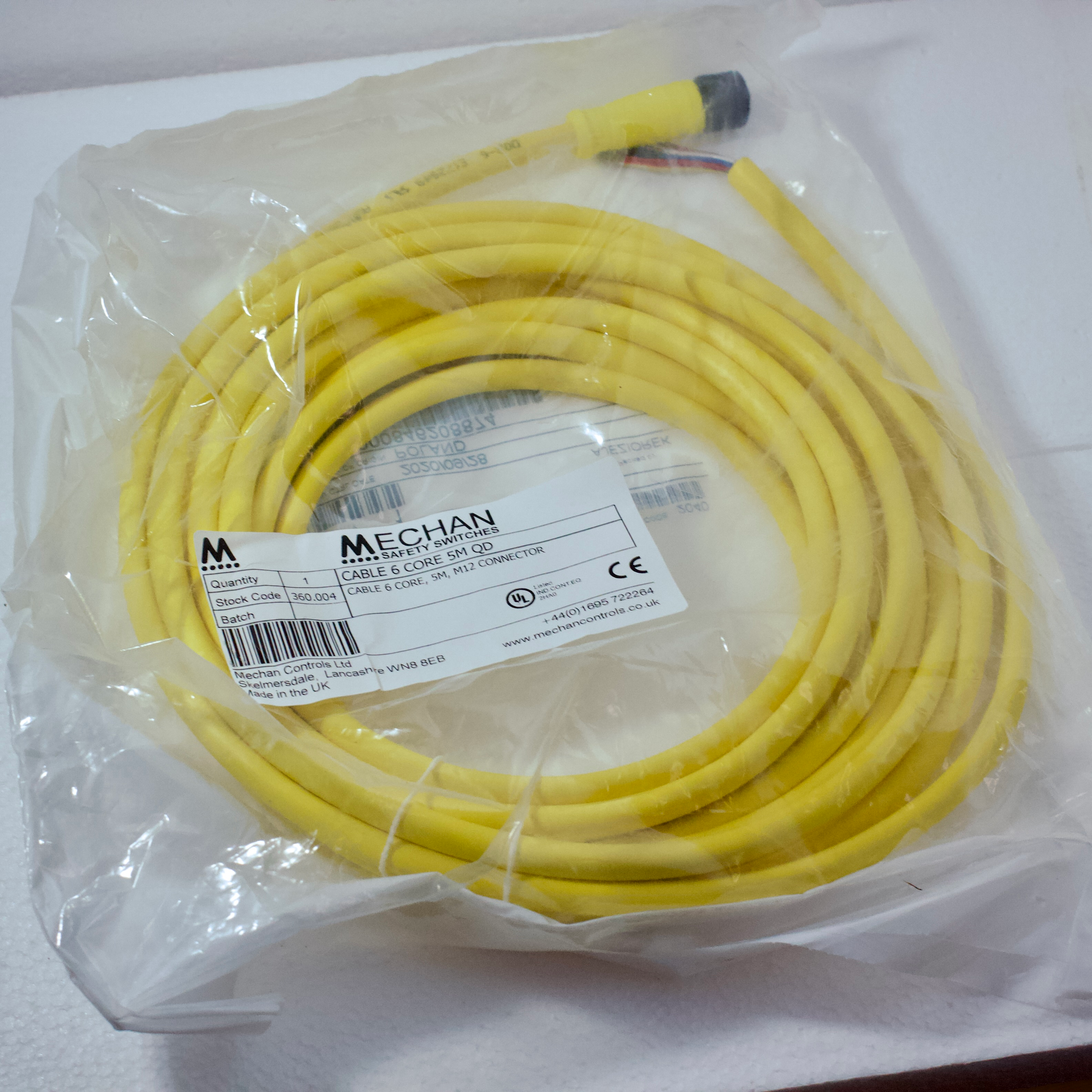 WOODHEAD/MOLEX 706000D02M050 5 m M12 6‑Core Sensor Cable