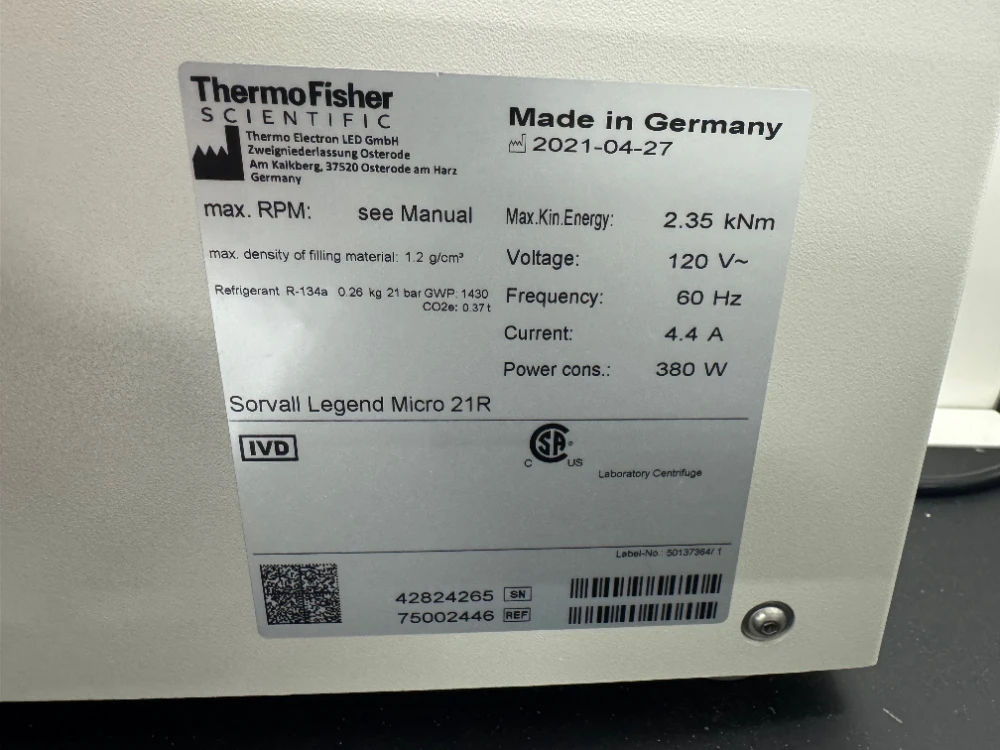 Thermo Sorvall Legend Micro 21R Refrigerated Centrifuge | LabX.com
