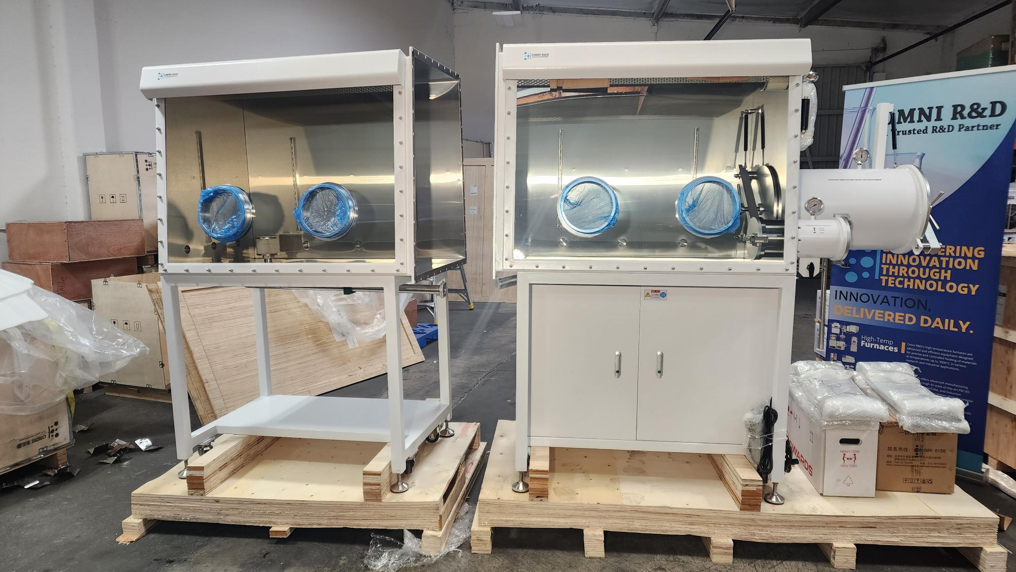 Omni R&D Multi-Station Containment Vacuum Glove Box – Dual-Station, PLC Touch Screen, O₂/H₂O < 1 ppm – ORDUNI24-75-9