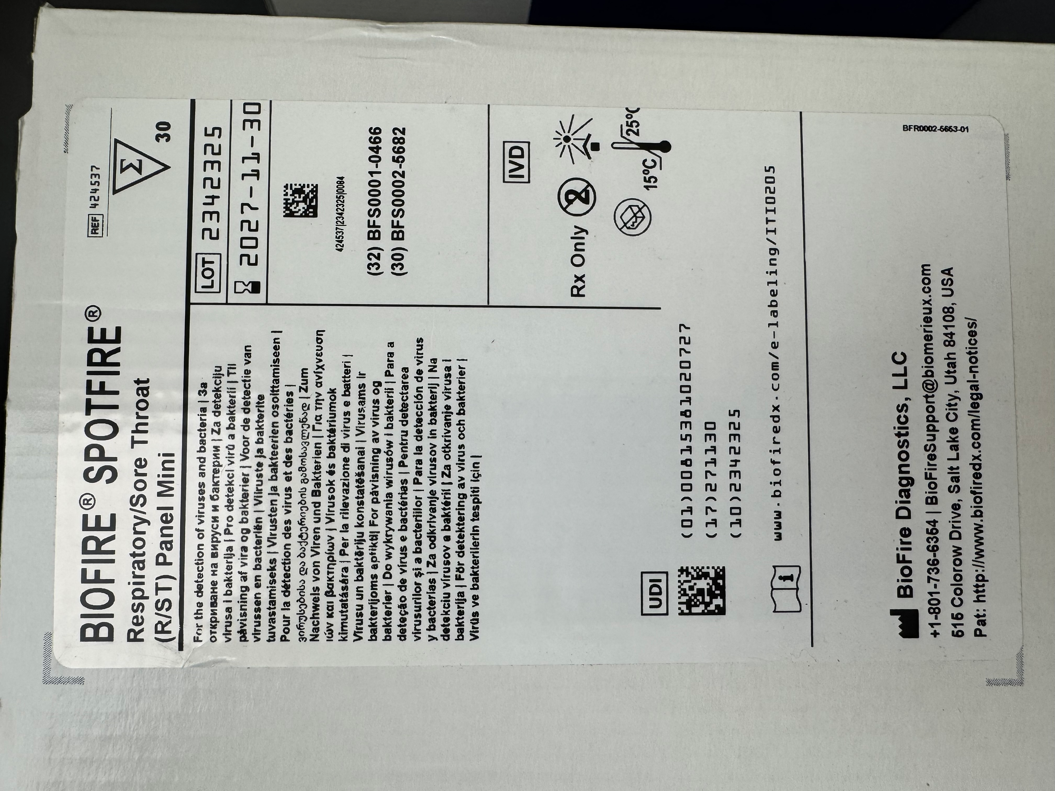 Spotfire Rst Panel BIOFIRE SPOTFIRE Respiratory/Sore Throat (R/ST) Panels | LabX.com