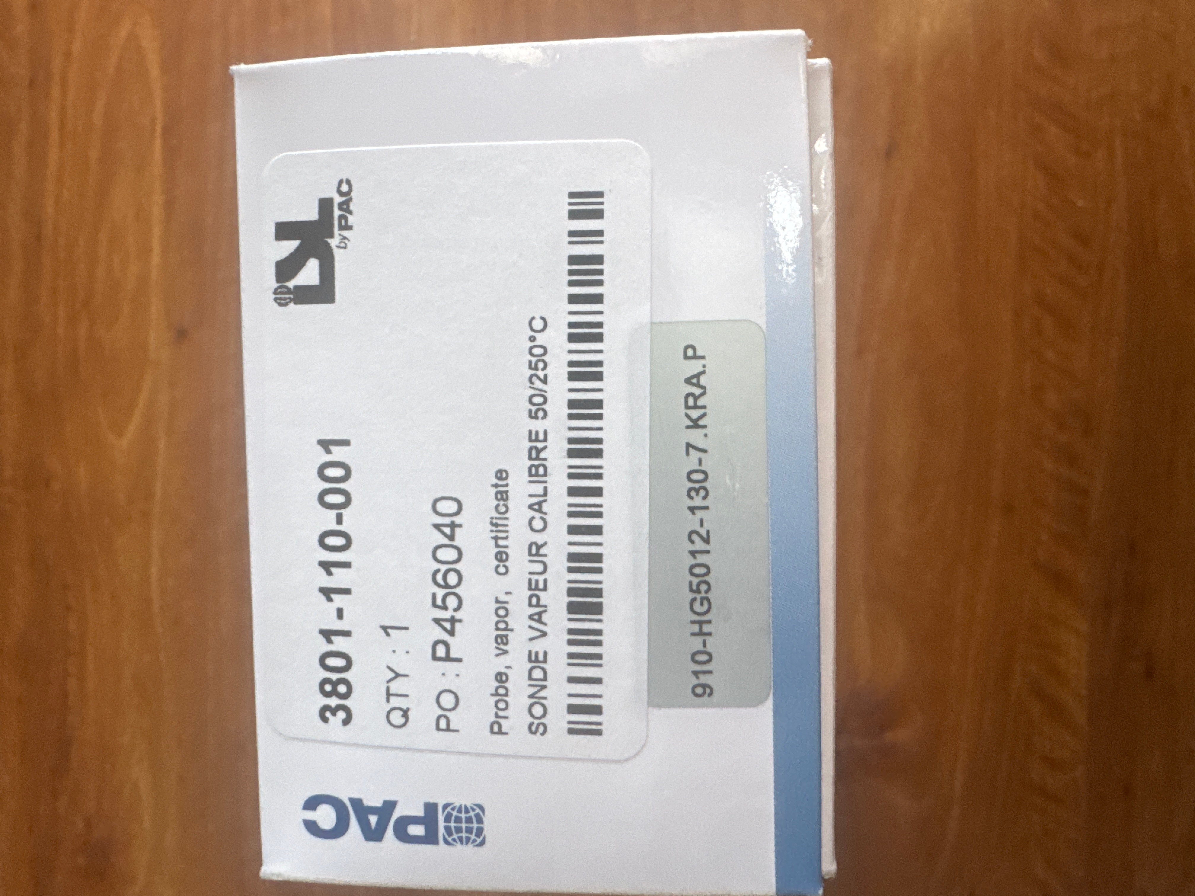 Pac Reference Probe New PAC Probe, Vapor, Certificate Part Number 3801-110-001 | LabX.com