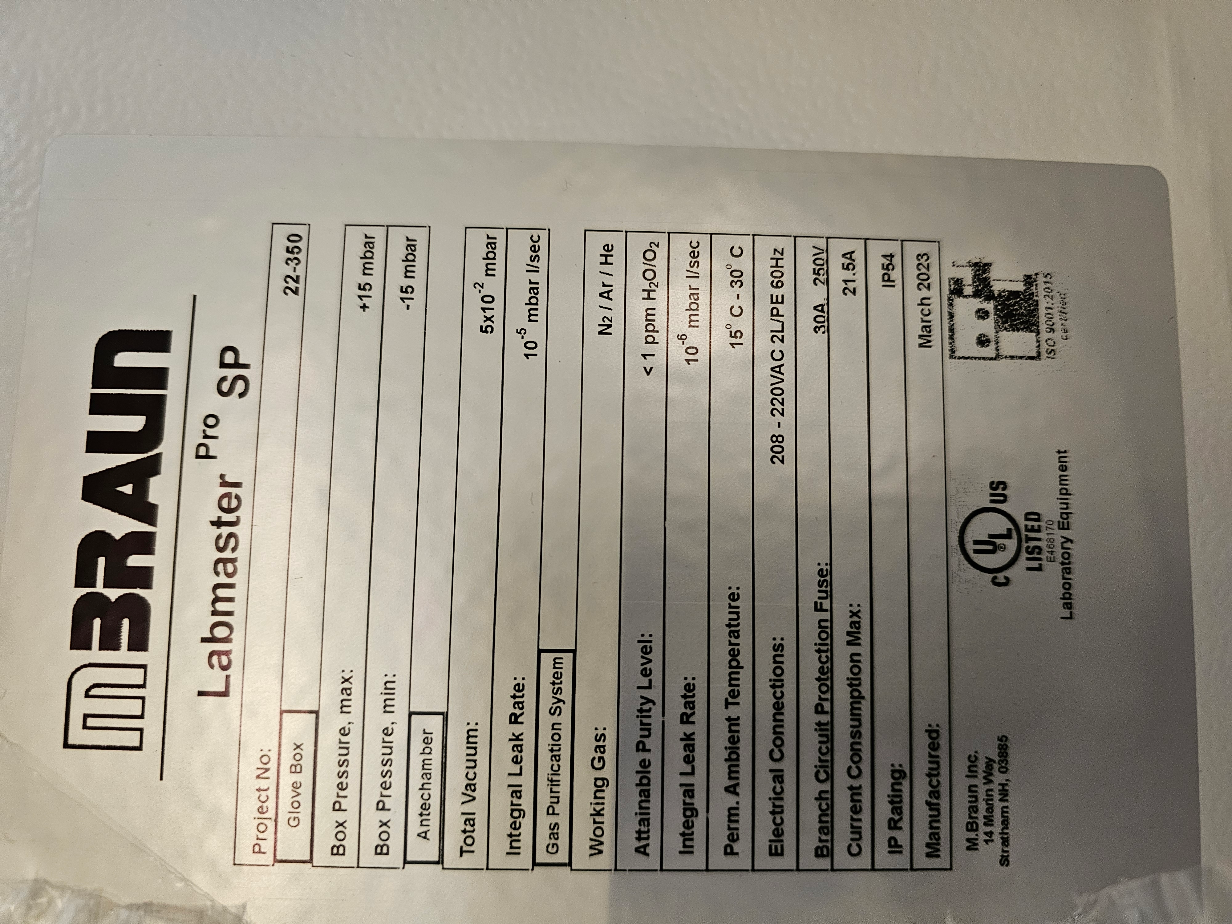 Labmaster Pro MBRAUN LABMASTER PRO SP WITH EXTRAS | LabX.com