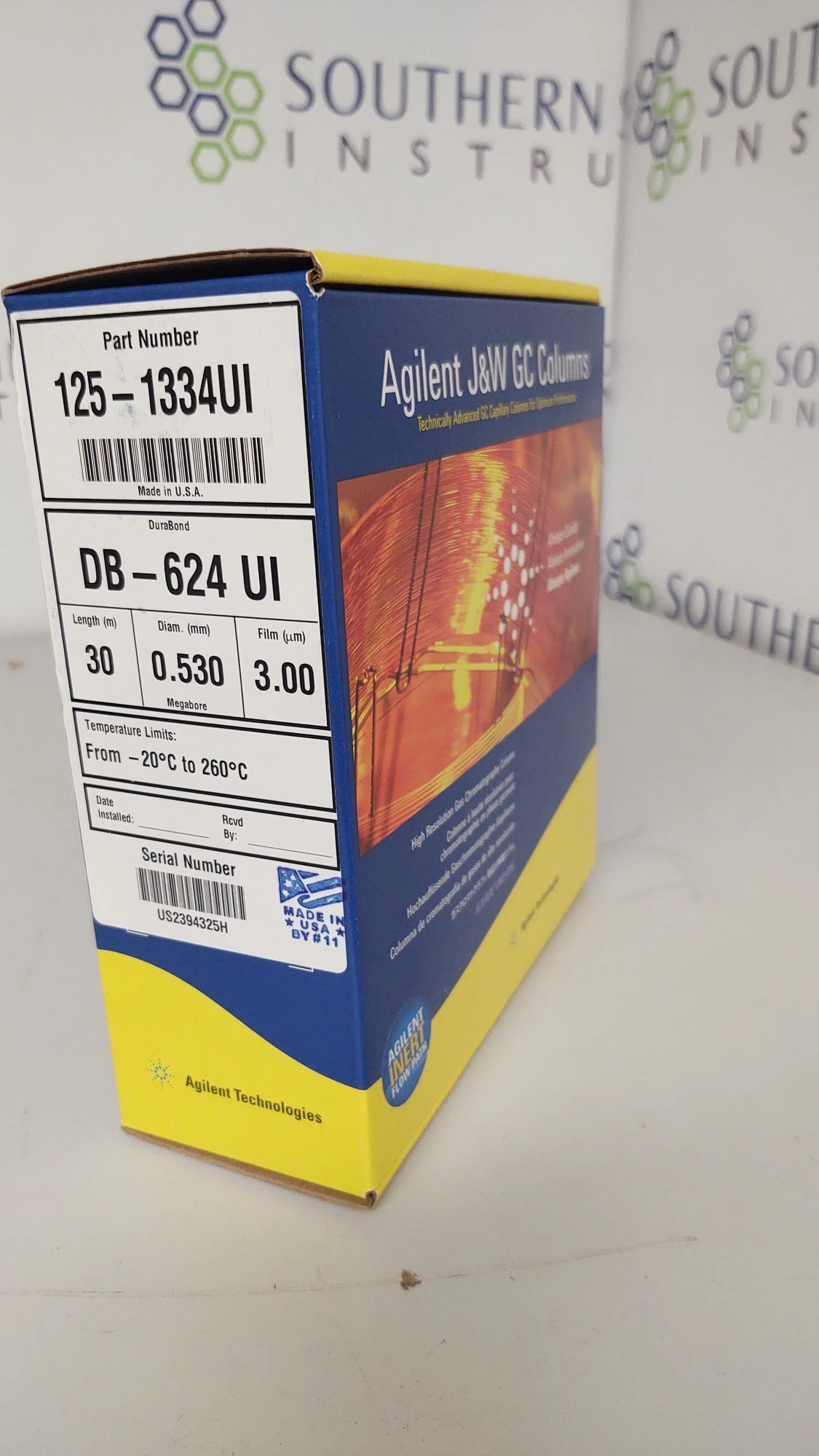 Agilent Technologies DB-624 Ultra Inert GC Column, 30m, 0.53mm